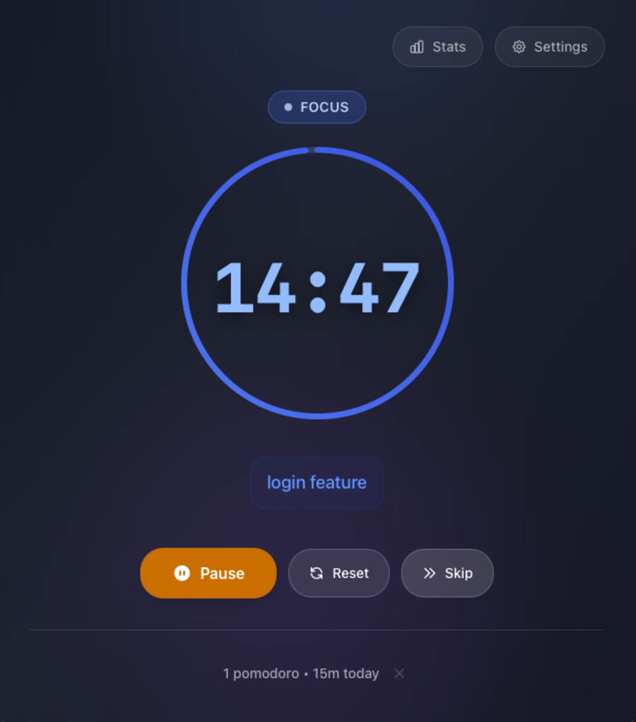 Sygnl app in deep focus mode showing active timer